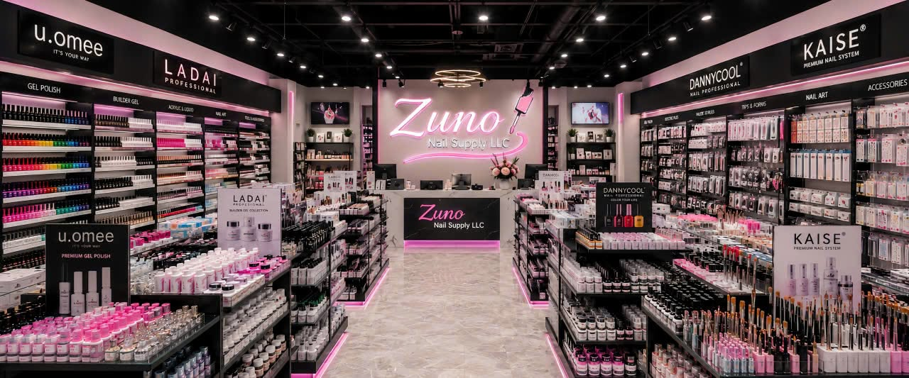 Không gian cửa hàng nail supply dành cho khách của Zuno Nail Supply